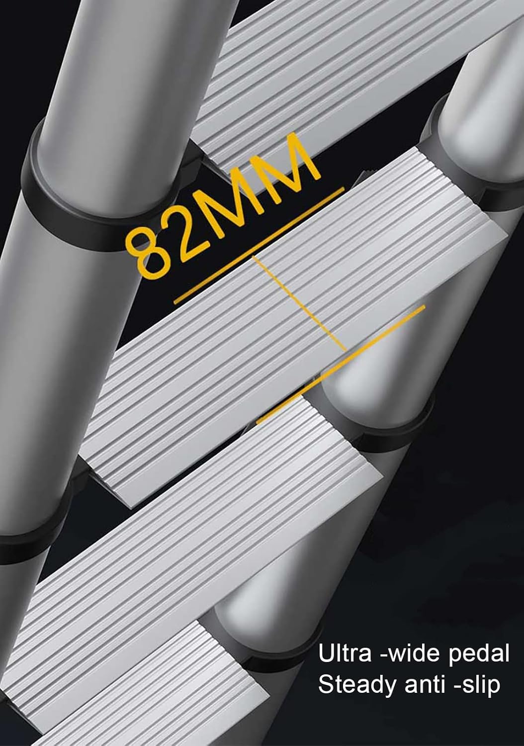 The Aluminum Telescopic Ladder, with a Straight and Non-Slip Ladder with a Hook and Non-Slip, The Adjustable Portable Folding Ladder with a Pulley, for Family and Outdoor, The Capacity of 33