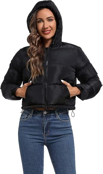 Puffer Jacket Womens With Hood Winter Clothes for Women Crop Jackets Puffer Coat Women Cropped
