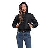Hujoin Puffer Jacket Womens With Hood Winter Clothes for Women Crop Jackets Puffer Coat Women Cropped