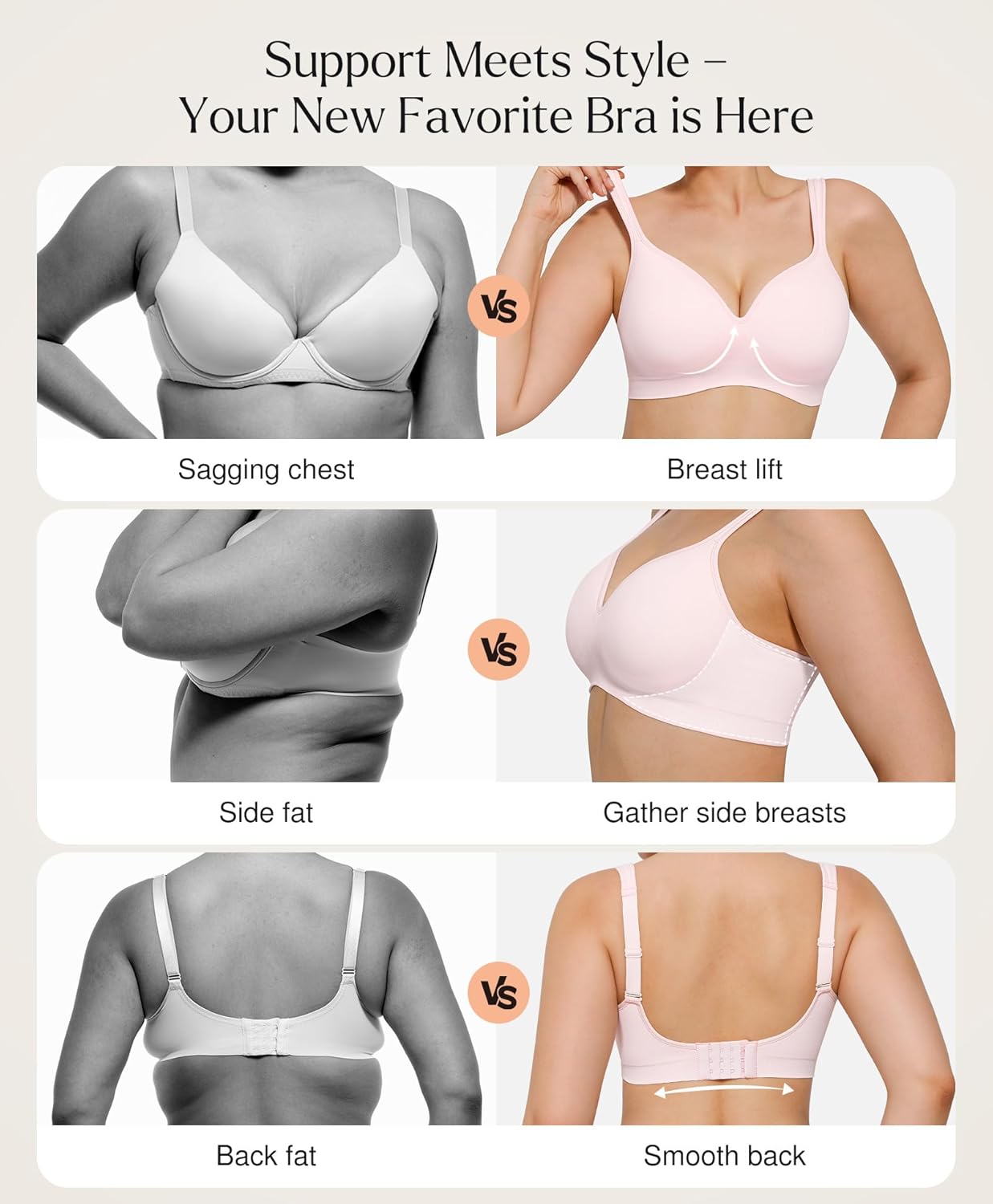 Popilush Wireless Push Up Bra - Seamless Bras for Women No Underwire Supportive Minimizer Bra Full Coverage Bralette - Image 5