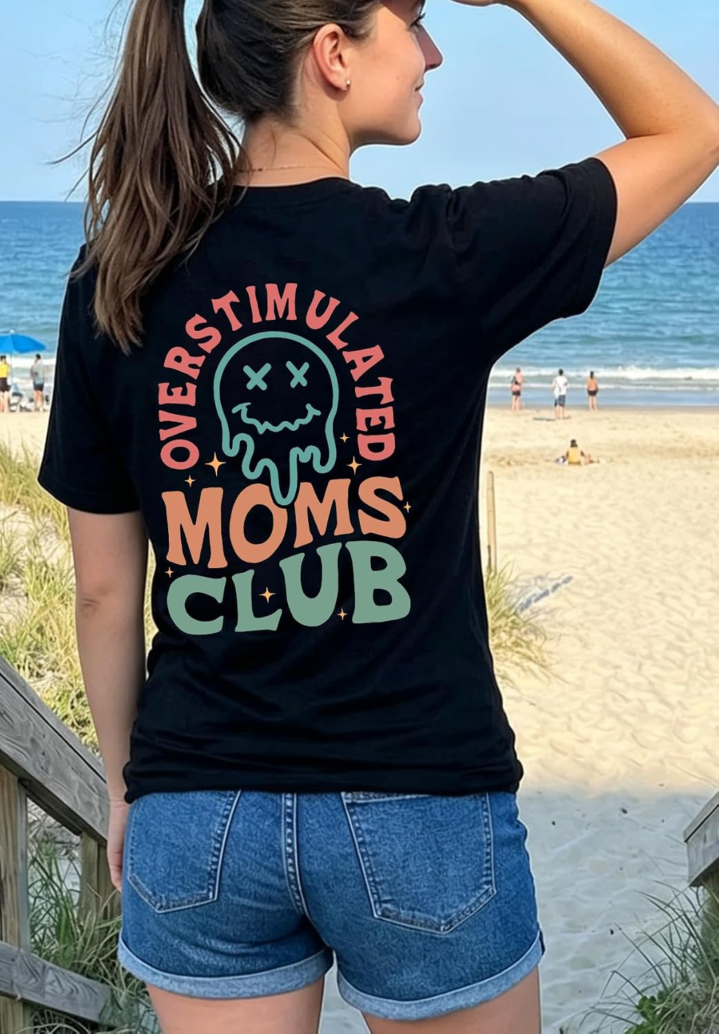 Mom Shirts for Women Overstimulated Moms Club Shirt Mama Life Casual Tees