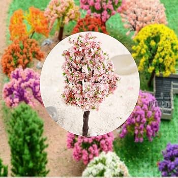 Amazon.co.jp: 10個入り ジオラマ 樹木 木 ピンクの花 鉄道模型