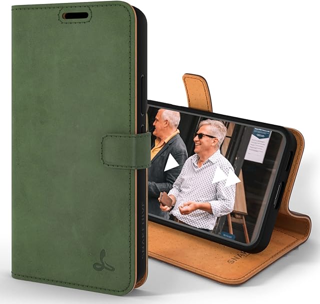 Snakehive Samsung Galaxy S22 Leather Case | Genuine Leather Wallet Phone Case with Card Holder | Flip Folio Case/Cover with Stand | Compatible with Samsung Galaxy S22 | (Bottle Green)