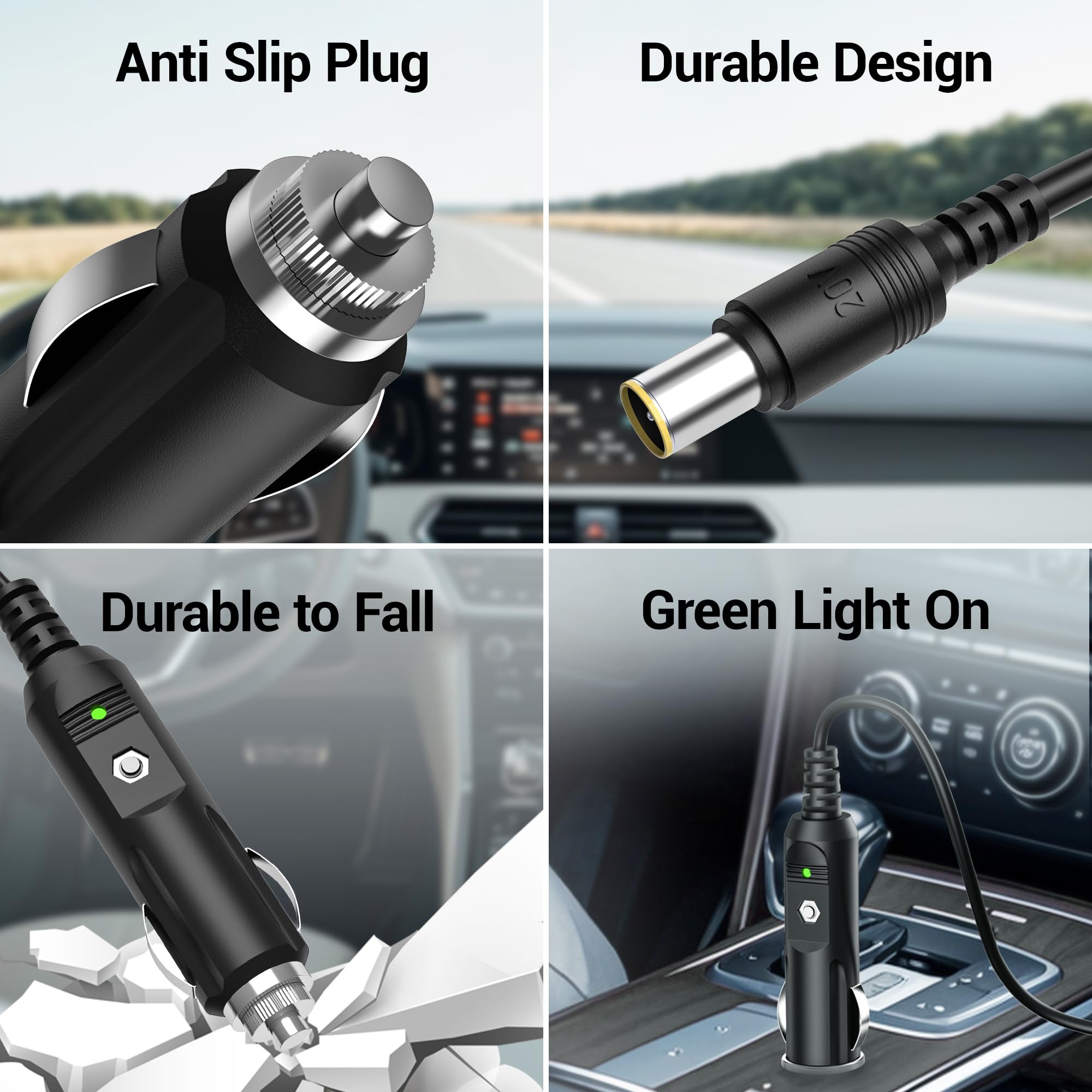 Cargador de coche para Bluetti EB3A EB70 EB70S adaptador con cable de carga de 6.6 pies cable de alimentación CC