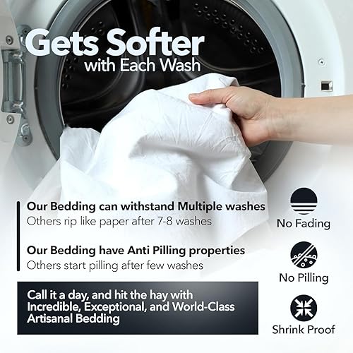 Miniatura 7 de Comfy Sheets - Juego de sábanas de 600 hilos, 100% algodón, 4 piezas de algodón de fibra larga para cama, transpirable, suave y sedoso, se adapta a