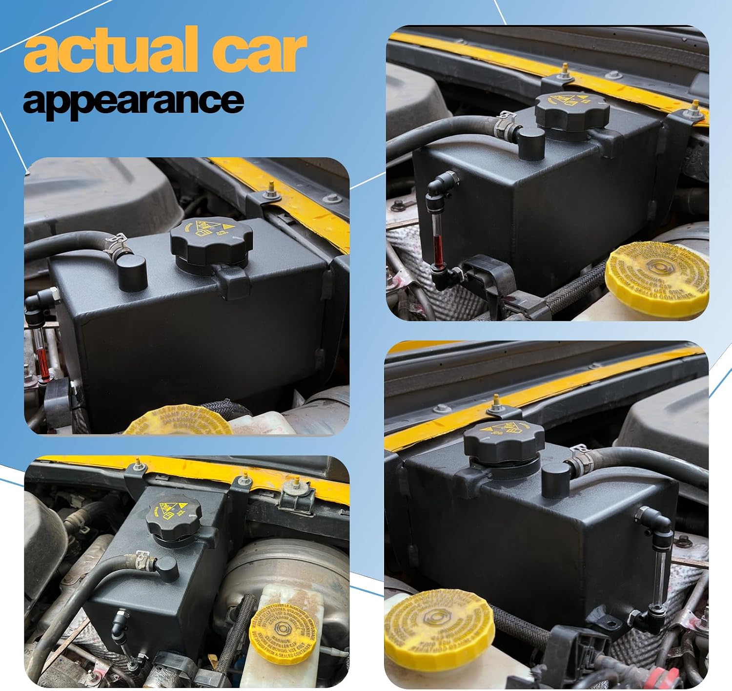 Up-grade Aluminum Expansion Tank with Bracket & Sight Glass, Aluminum Coolant Reservoir Tank Fits Jeep Wrangler JL JLU 2018+ / Gladiator JT 2020+, 2.0L & 3.6L Coolant Expansion Bottle
