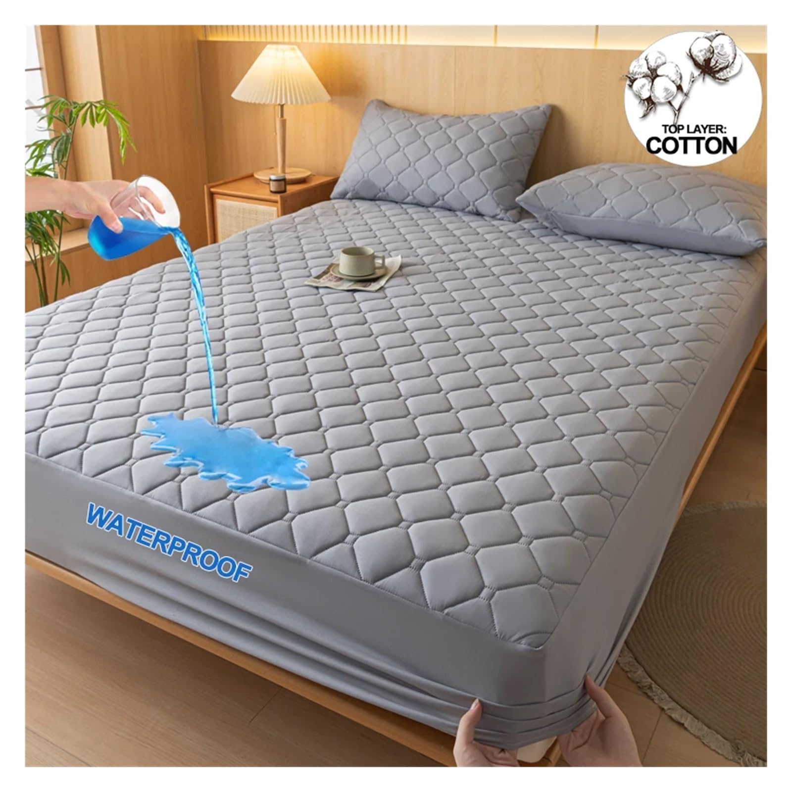 Housse de Matelas imperméable, protège-Matelas, Drap-Housse Respirant 140/160/200 pour Les Chambres et Les hôtels(J-6,180x200cm(71x79 in))