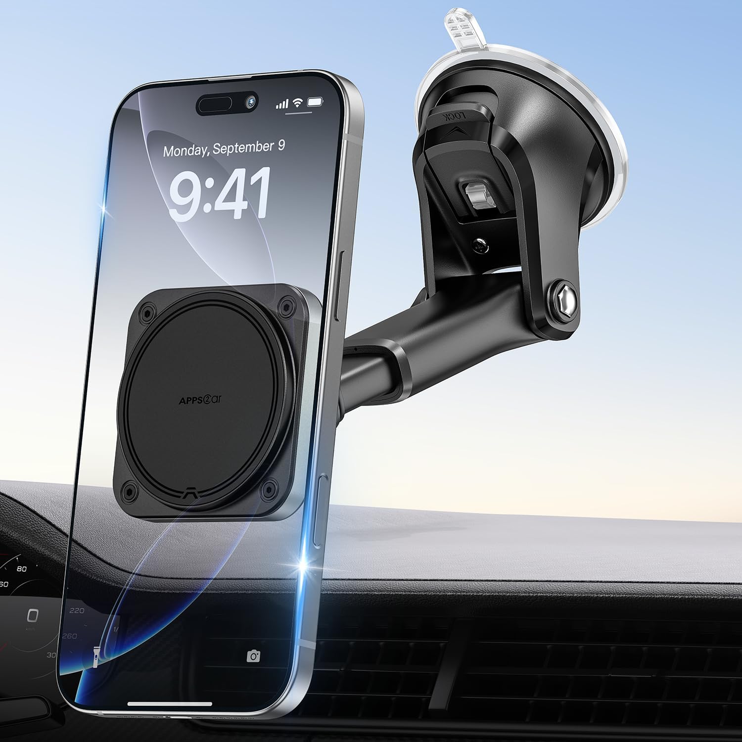 APPS2Car for MagSafe Car Mount【Upgraded 20xN55 Magnets】 Strong Magnetic Phone Holder, Suction Cup Stand for Dashboard Windshield, Adjustable Telescopic Arm, Fit for iPhone 17 16 15 14 13 12 Android APPS2Car for MagSafe Car Mount【Upgraded 20xN55 Magnets】 Strong Magnetic Phone Holder, Suction Cup Stand for Dashboard Windshield, Adjustable Telescopic Arm, Fit for iPhone 17 16 15 14 13 12 Android