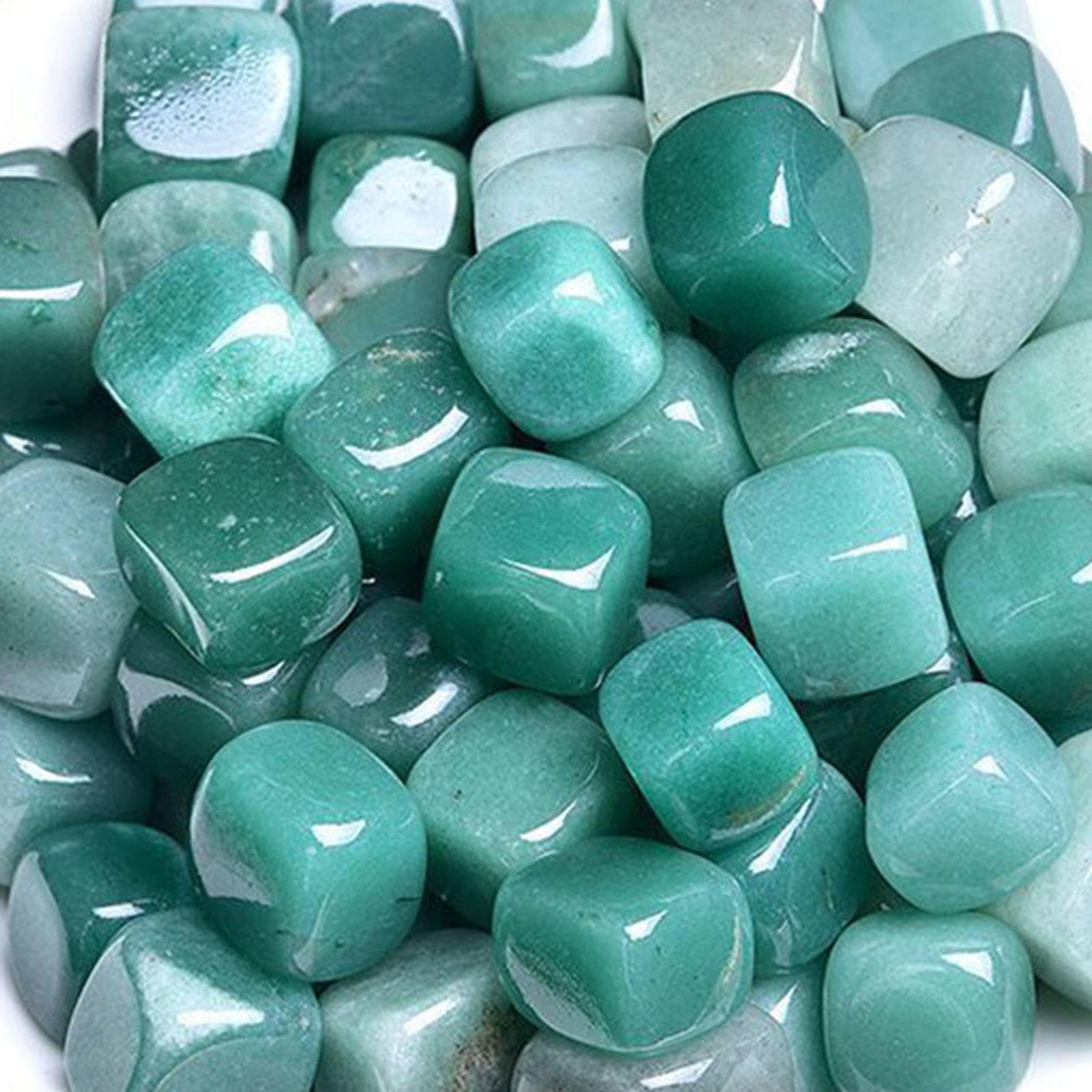 Piedras Pulidas Caídas Cristales Curativos Cubo Cuadrado - Piedra Preciosa de Aventurina Verde Natural a Granel para Energía Curativa Wicca Reiki - 2.2 Libras, 20 Mm
