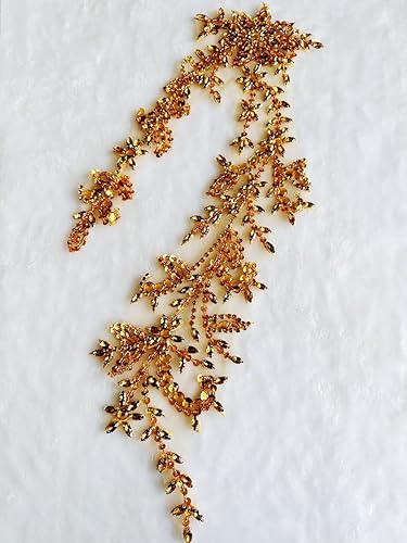 Vista 35 de PLune Diamantes de imitación acrílicos brillantes hechos a mano en apliques de encaje, cuentas de costura, parches para accesorios para vestido