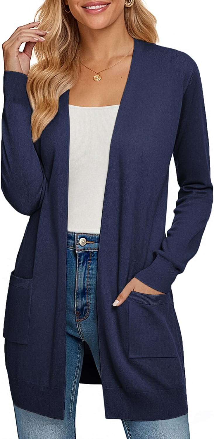GRACE KARIN Women Lightweight Cardigan Sweaters with Pocket Long Sleeve Shrugs