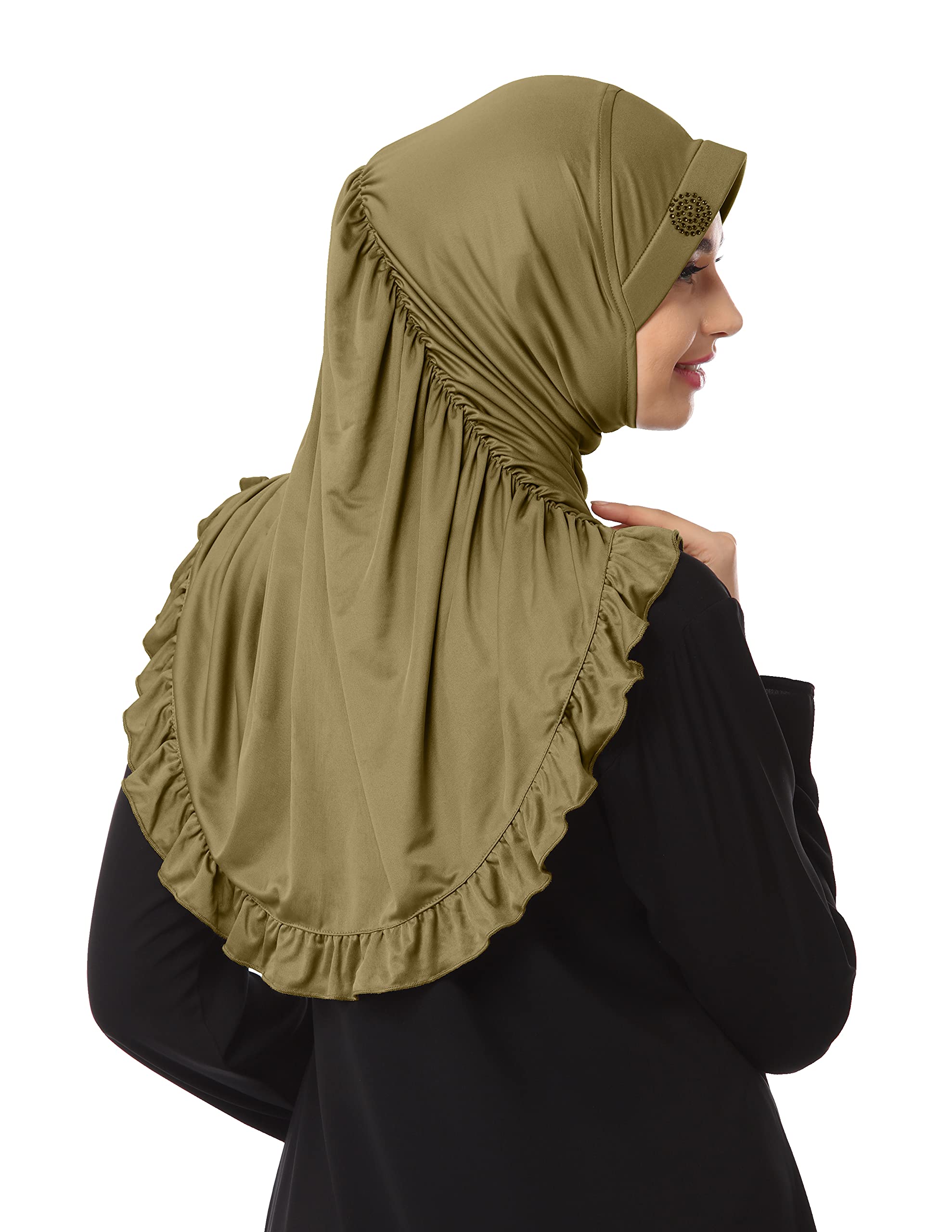 mehar Hijab's Modest Women's stylish Frill Finish Border Soft feel good Solid Polycotton fabric Zareen Hijab-picture-19