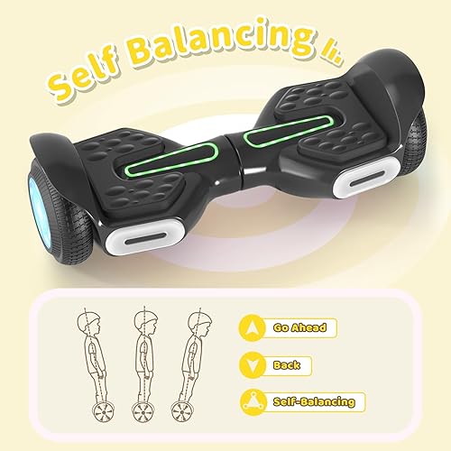 Miniatura 2 de SIMATE 6.5" Scooter, Bluetooth Music Speaker and LED Light, Top 8.5mph & 8.5 Miles Range Power by Dual 250W Motor, Gifts for Kids Adults Boys, for