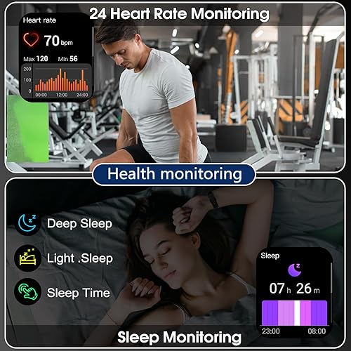 Miniatura 4 de Reloj inteligente para hombres y mujeres (respuestahacer llamadas), reloj de fitness con pantalla táctil HD de 1.95 pulgadas con monitor de