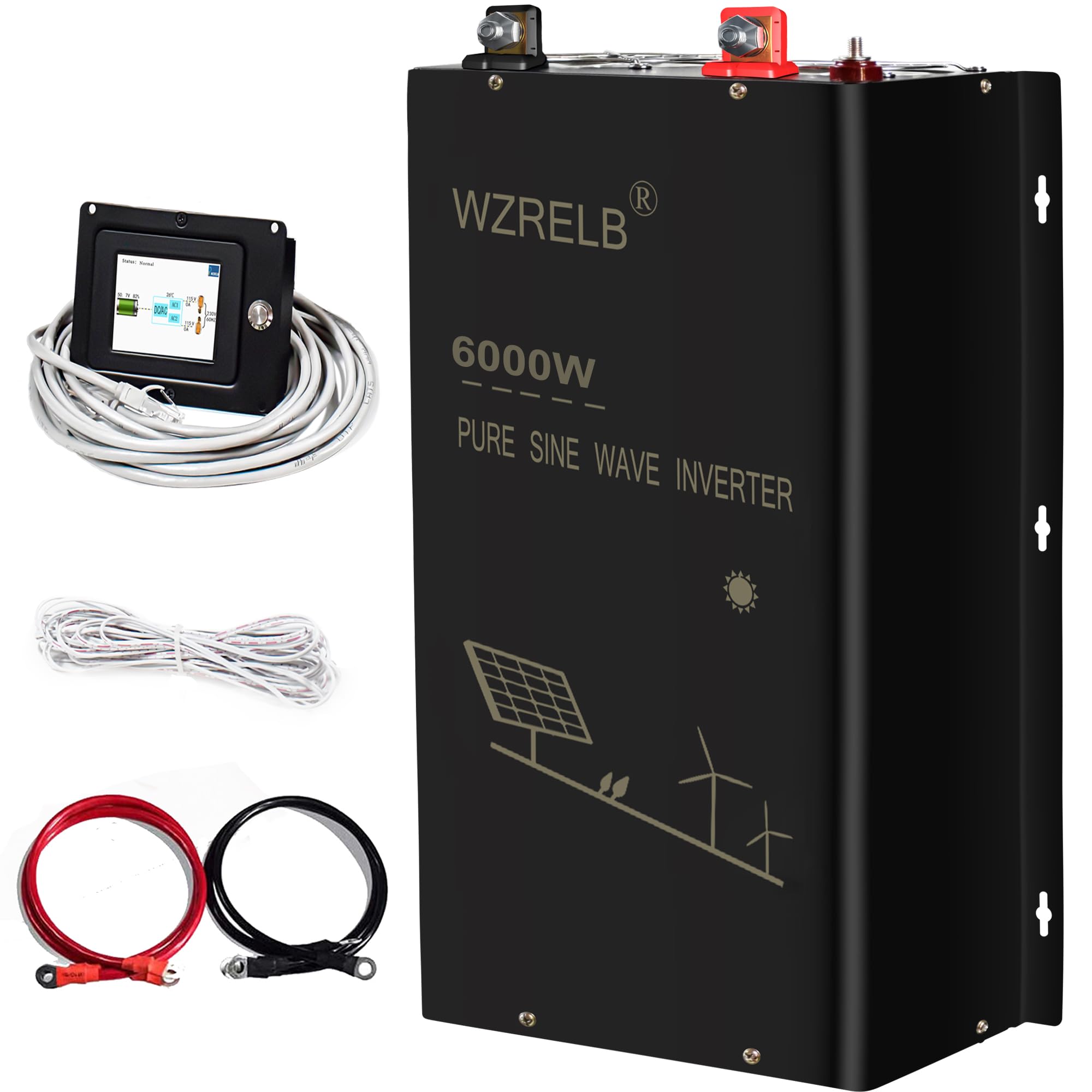 6000W 24V Pure Sine Wave Inverter,24 Volt DC to AC 120V 240V Split Phase Power Inverter,15ft LCD Remote Panel,2*AC Hardwire Terminal,12KW Surge-image-42
