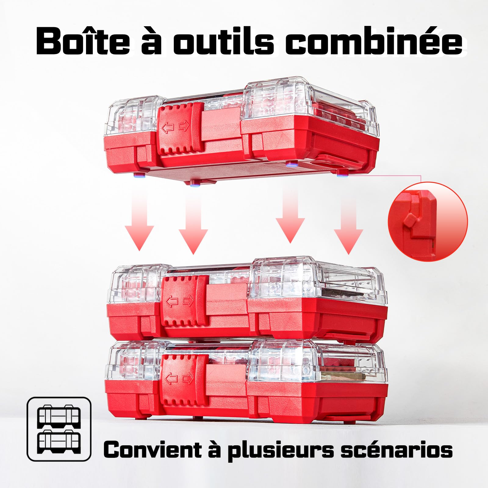 Geinxurn Coffret de 27 Embouts de Vissage en Acier S2 Magnétique, (TX-, TR-, PZ-, PH-, Hex-) Emoubut pour Tournevis Visseuse aux Chocs, et Porte-embouts Adaptateur de Douille avec Boîte de Rouge