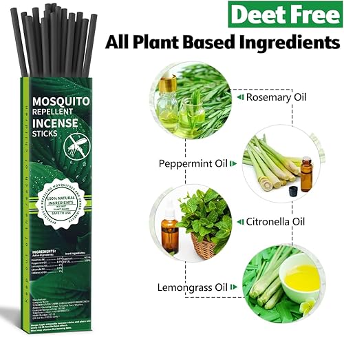 Miniatura 3 de Paquete de 24 barras repelentes de mosquitos extra grandes, disuasorio natural de mosquitos para patio al aire libre, tiempo de combustión de 2