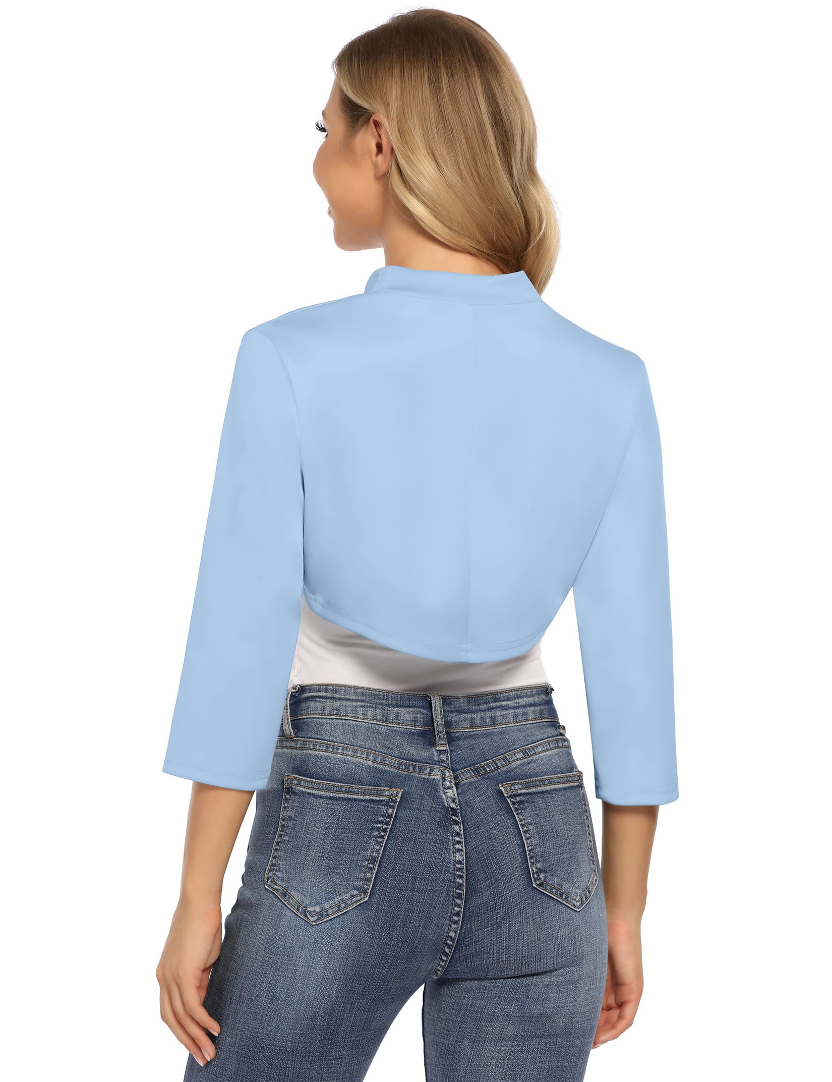 YesFashion Damen Bolero Elegant Kurz Strickjacke 3/4 Ärmel Schulterjacke