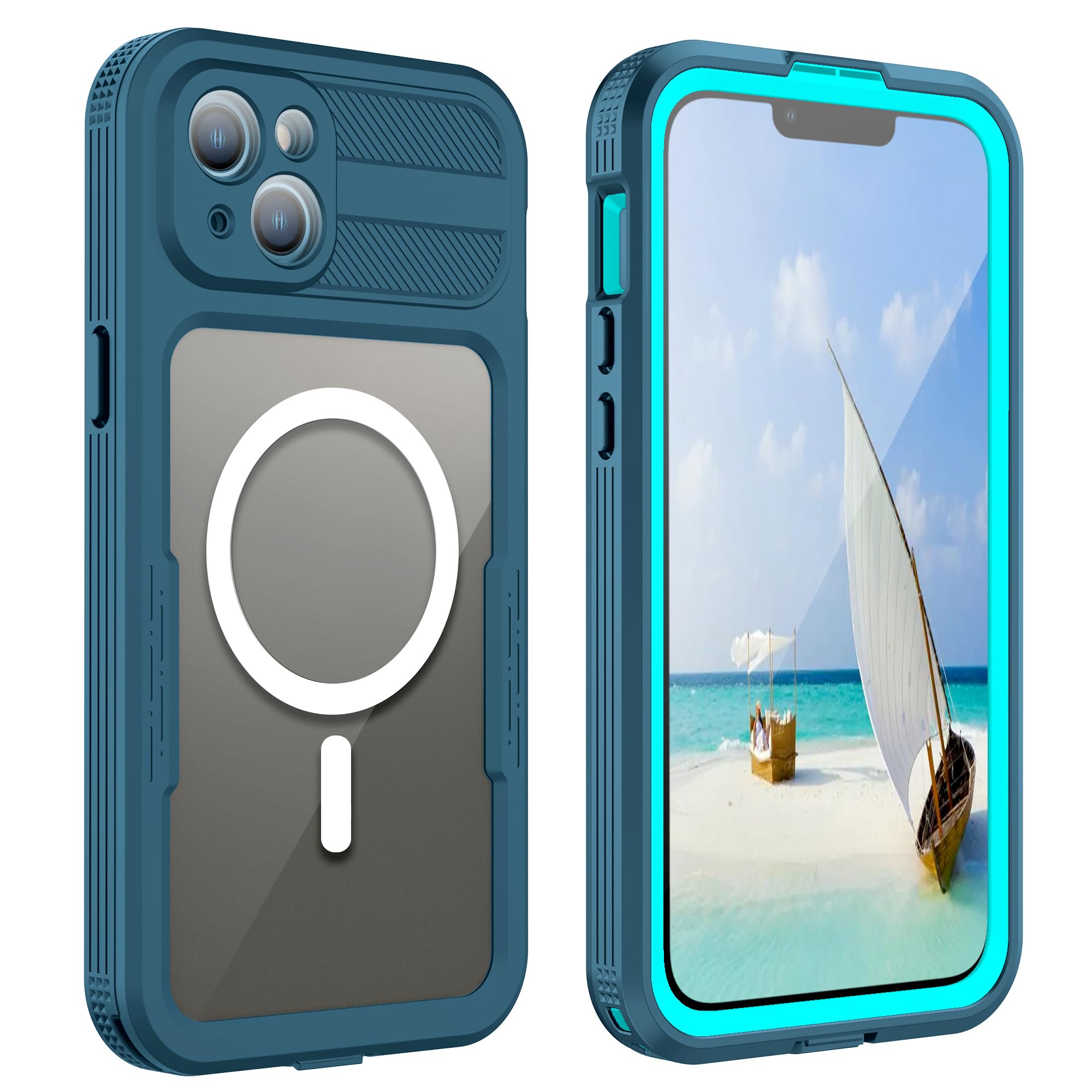 Kfifsiso Phone Case Compatible with iPhone 15 Plus,Magnetic Waterproof DropProof DirtProof Snowproof Anti-Scratch Heavy Duty Full Body Protect Built