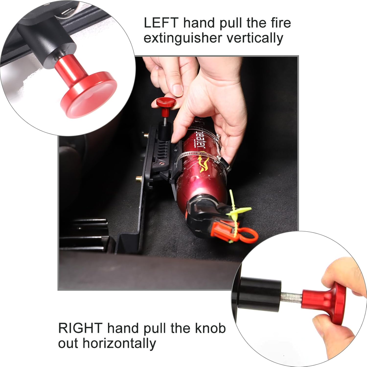 Under Seat Quick Release Roll Bar Fire Extinguisher Mount Bracket Compatible with Chevrolet Corvette C6 2005-2013,Adjustable 2 Clamps Vehicle Fire Extinguisher Bottle Tie Bracket Billet (Style A)