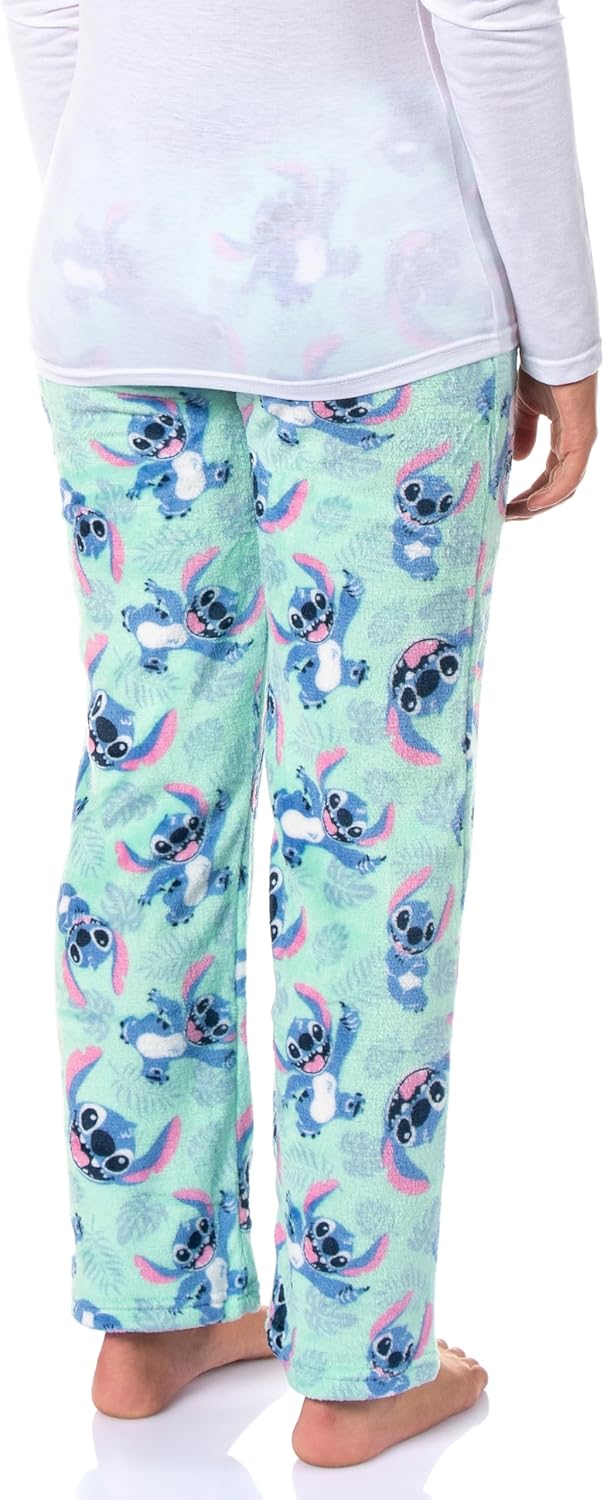 Stitch Pajama Pants Disney Womans Stitch Hibiscus Plush Fleece Pants Juniors Pajama Pants Adjustable Waistband - Image 4