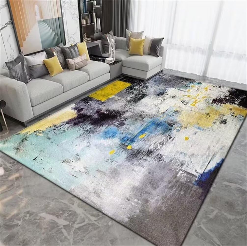 Tapis de salon bleu antidérapant 70x140 moquette chambre gris