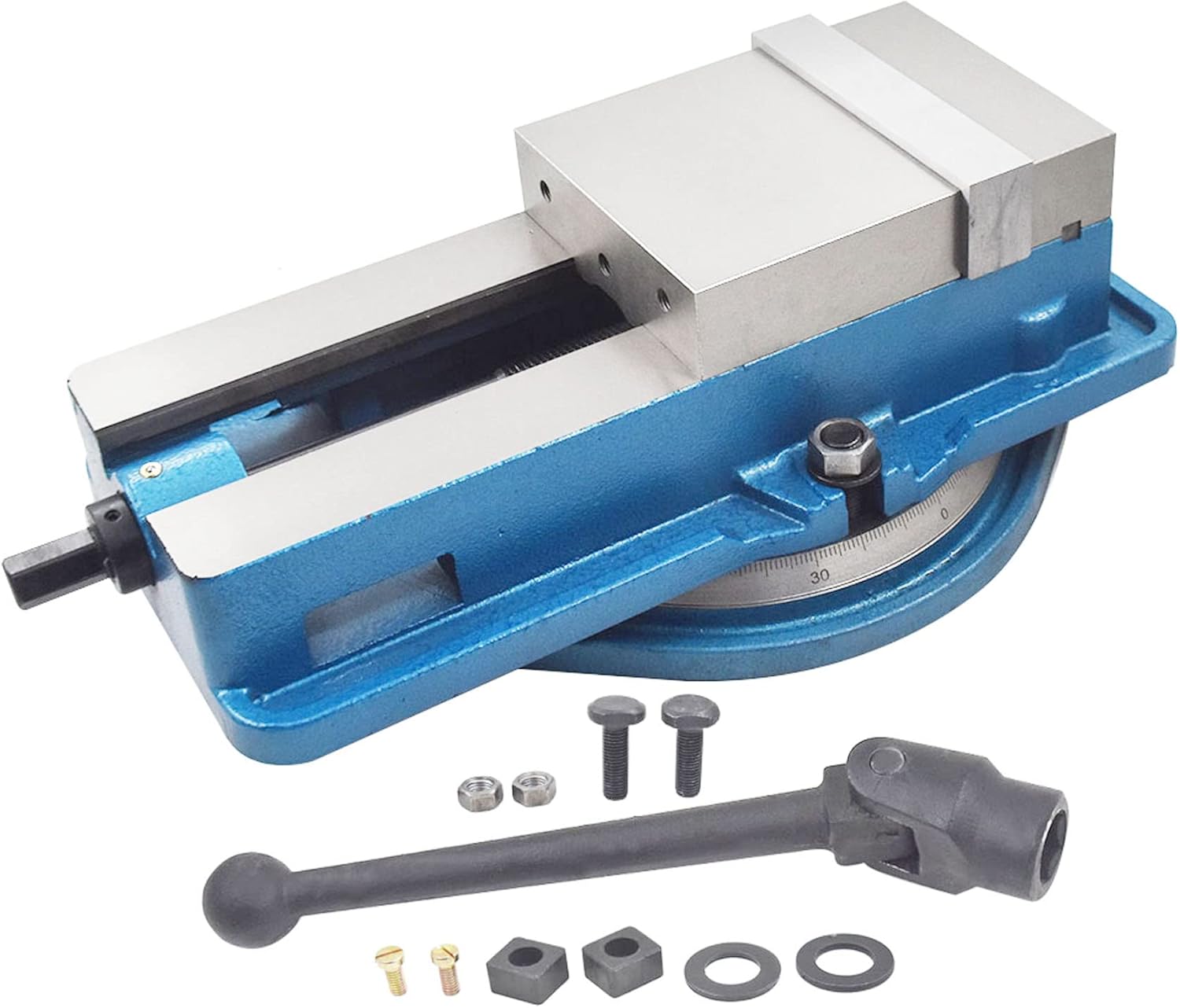 WFLNHB 6 x 7.87" Accuracy Mill Vise Lengthen 360 Degree Swiveling Base Replacement for Milling Shaping and Drilling Machines