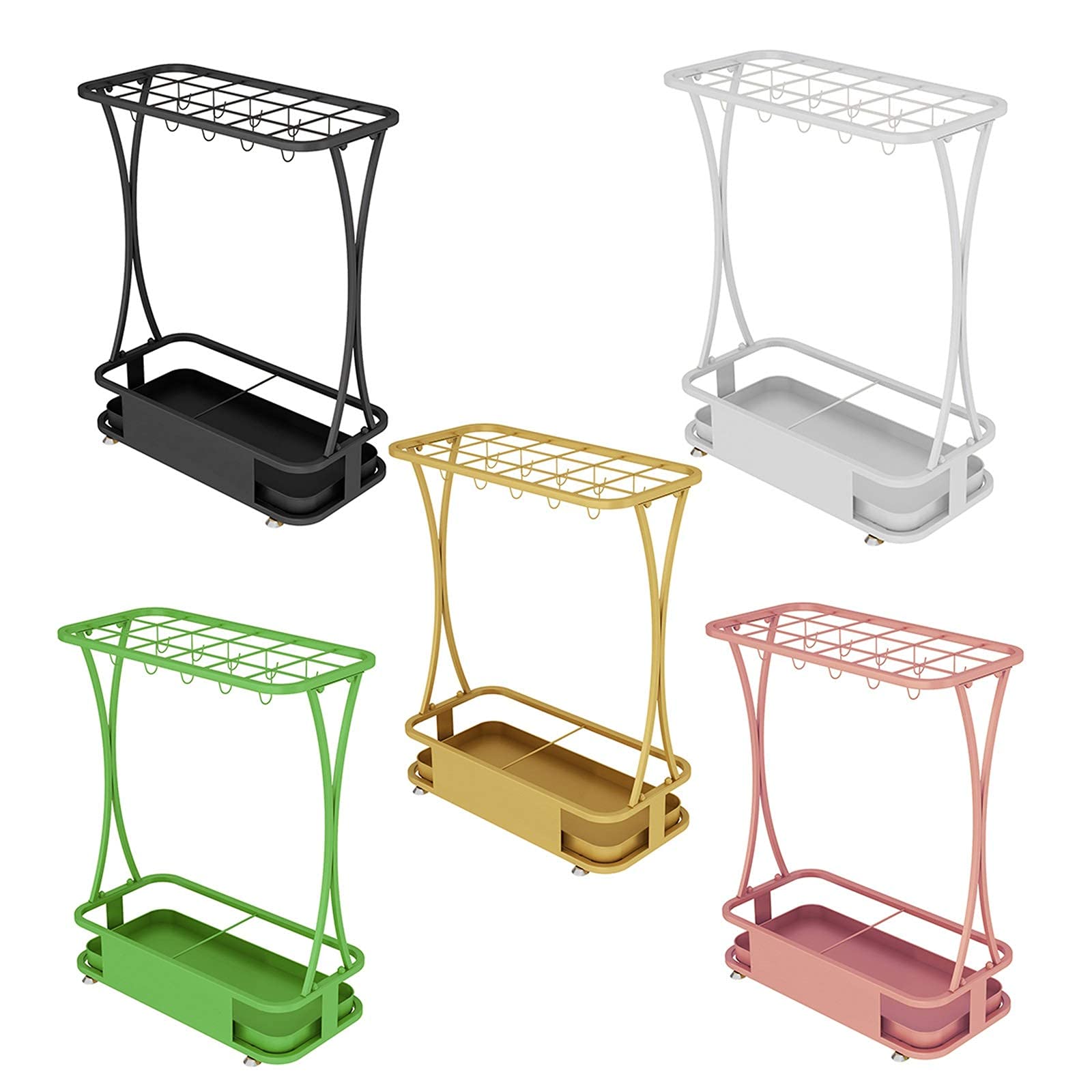 Porte-parapluie pour cannes de marche sur pied - Noir/blanc/doré/vert