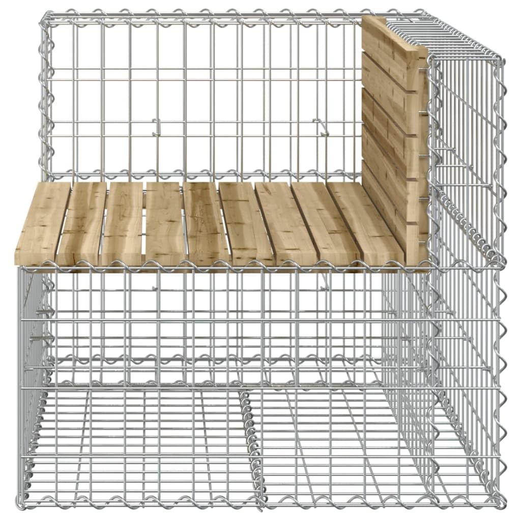Banco de jardín de gaviones con madera de pino impregnada en las medidas 92 x 71 x 65,5 cm para el exterior