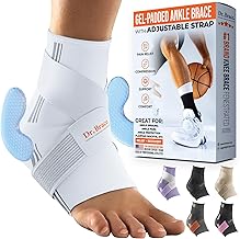 DR. BRACE® Elite Ankle Brace with Adjustable Strap and 2X Gel Pad For Ankle Support and Pain Relief, Ankle Brace For Sprained Ankle, Plantar Fasciitis, Ankle Pain (White-Grey, Large)
