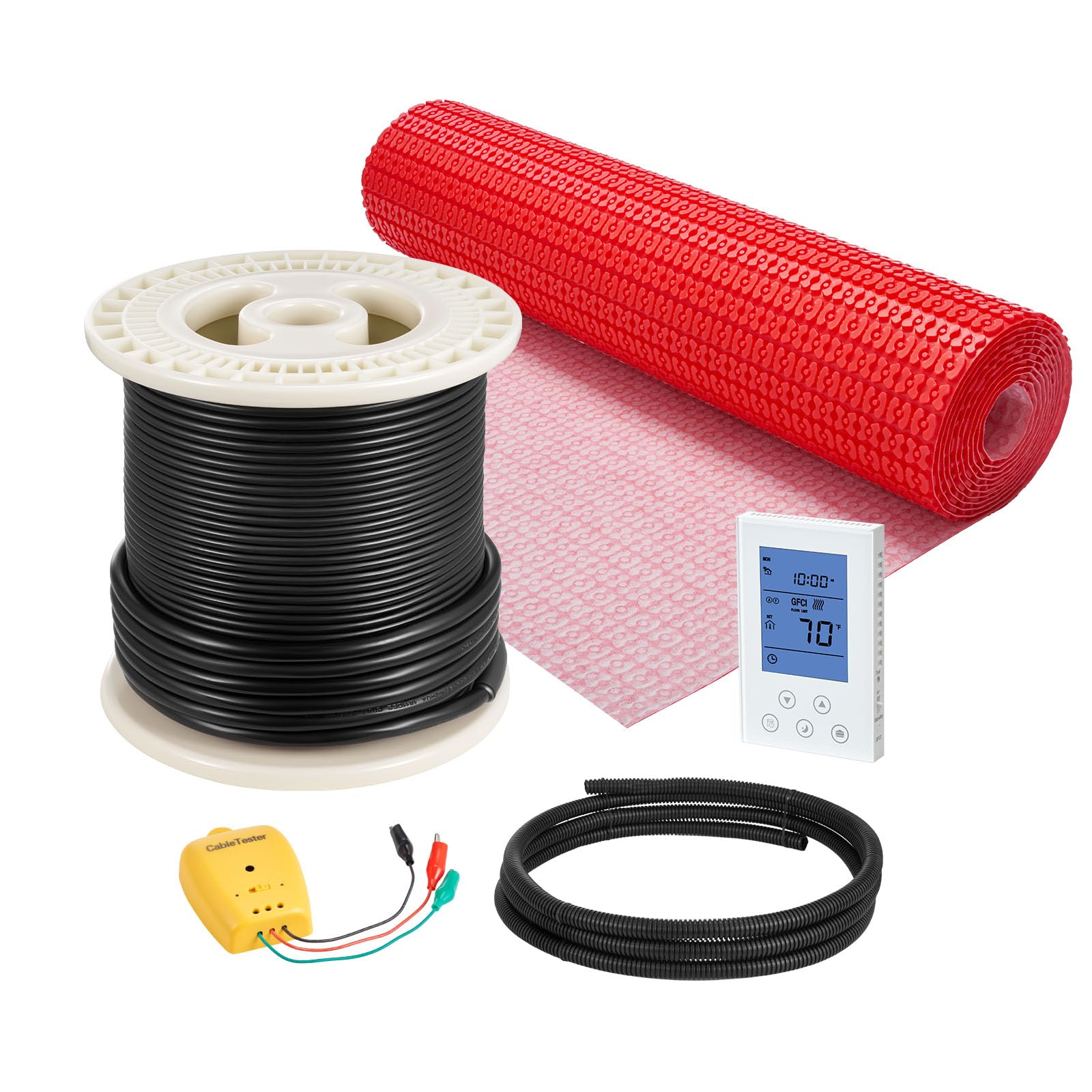 VEVOR Floor Heating Mat System, 80 sqft 120V, Decoupling Membrane, Smart Thermostat & Alarm, Easy Install for Tile, Stone & Vinyl Flooring