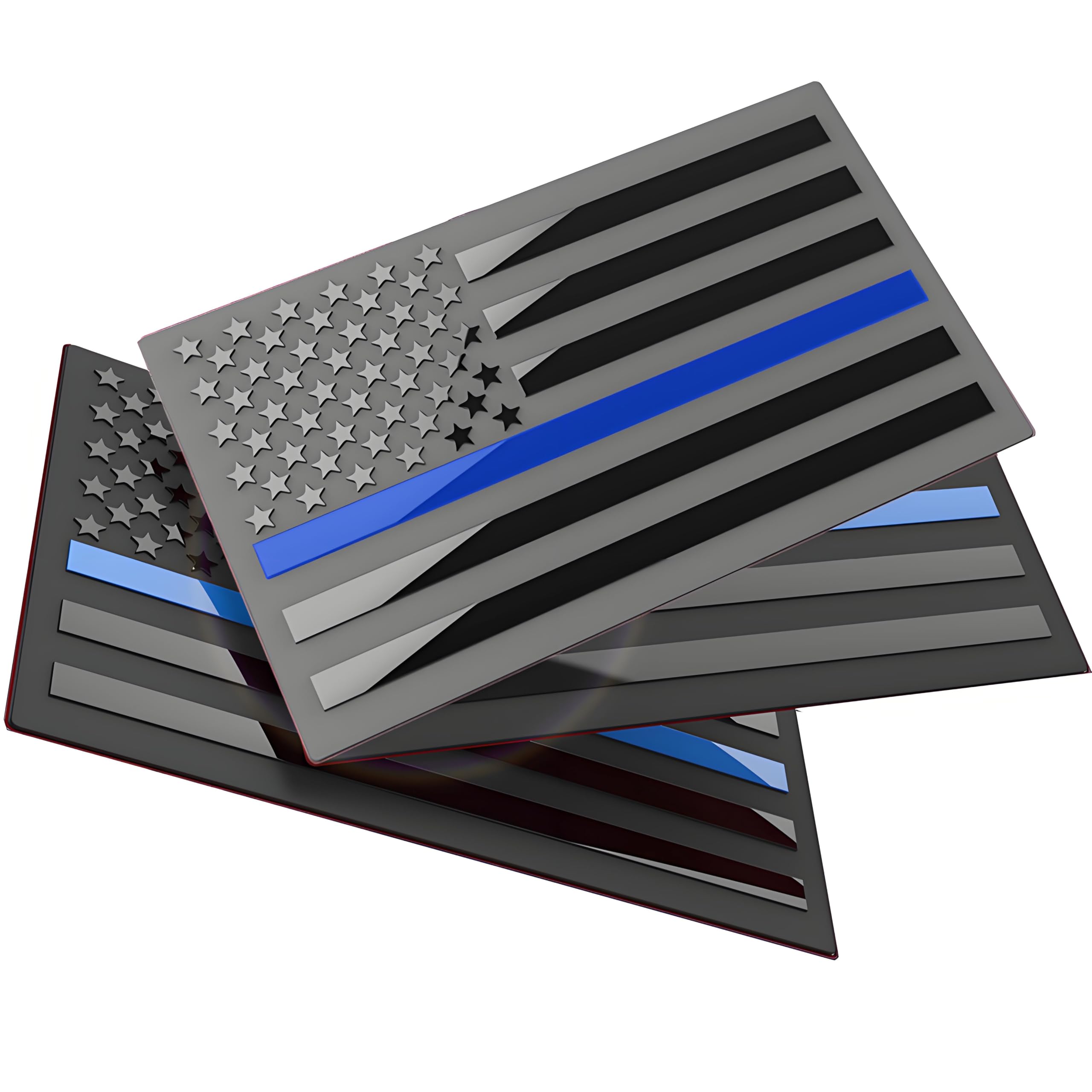 3 Pack Aluminium American Flag Emblem Deca for Cars & Trucks, 5 x 3 inch American USA Flag Decal Sticker，Support USA Police and Law Enforcement