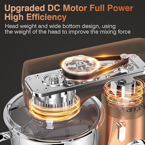 Miniatura 2 de Mini Angel - Batidora eléctrica de pie para cocina, 10 velocidades, 5 cuartos, con cabezal inclinable, gancho para masa, batidor de alambre, batidor