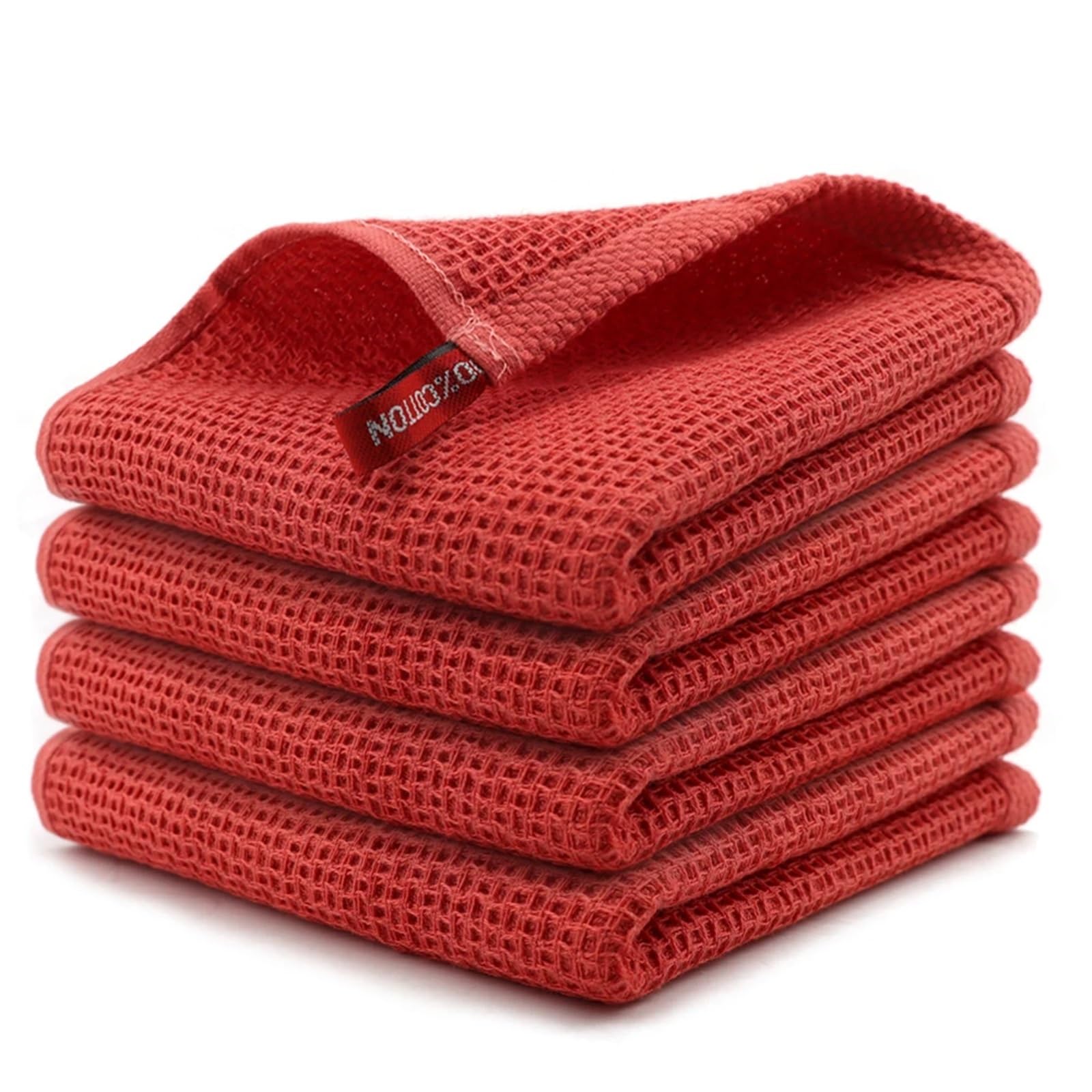 Trapos Paño de Cocina algodón y Absorbente, paño Limpieza del hogar, Utensilios, Lavado, 4/6 Uds para Hogar(Red,6Pcs)