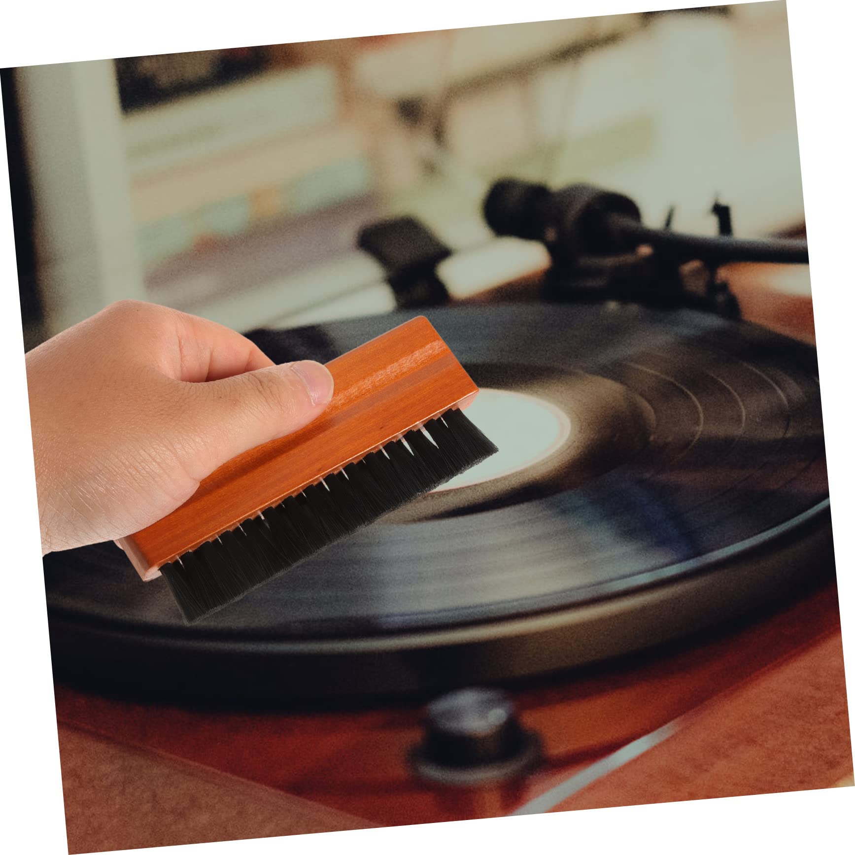 Mikikit 5pezzi Spazzola Per Pulizia Dischi Vinile Con Manico Antistatica e Resistente Per La Di Cd e Vinili Rimuove Polvere e Macchie Modo