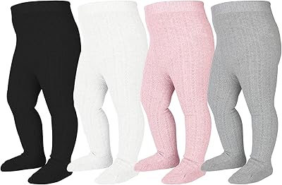 Mini angel Baby Tights Cable Knit Tights Baby Leggings Seamless Cotton Stockings Pantyhose 3/4 Pack for Infants Toddlers 0-5T