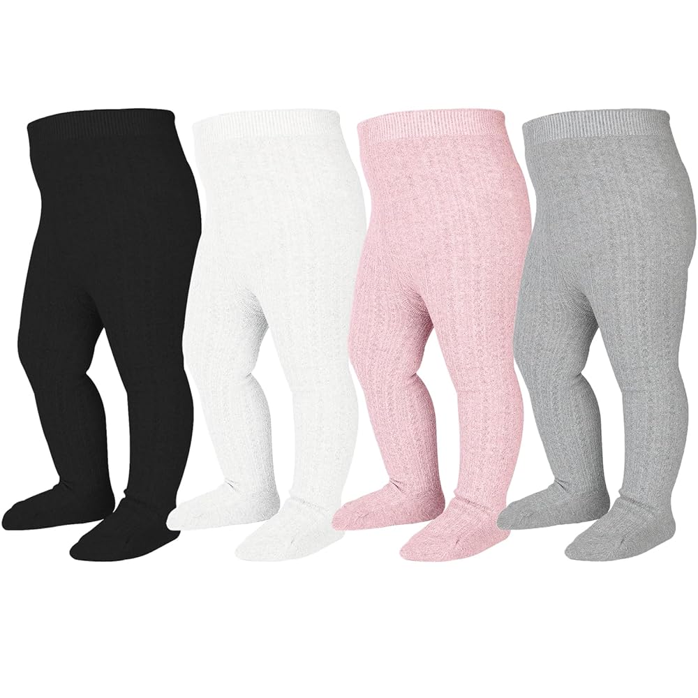 Collants En Coton Pour Bébé Fille – Motif Torsadé, Avec Pieds, Doux Et Confortables !