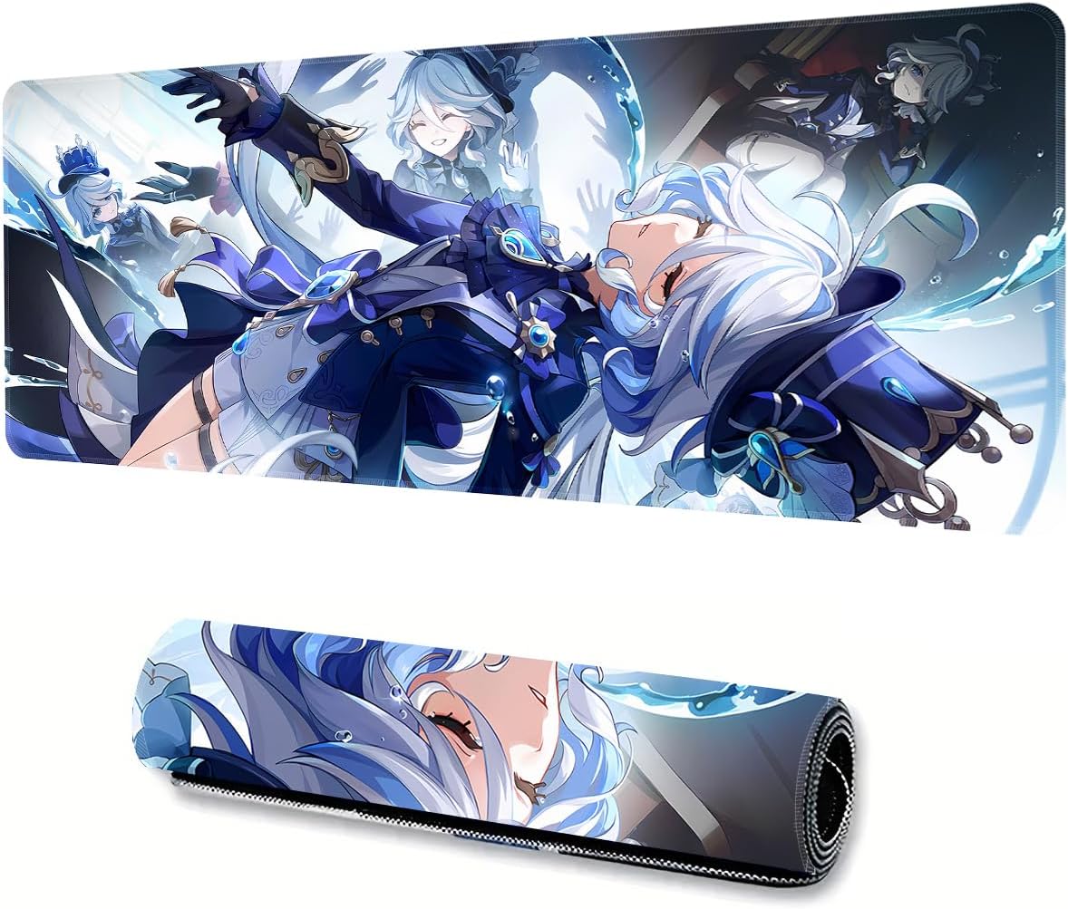 Furina Genshin Impact Gaming Mouse Pad - Large, Durable, Non-Slip Natural Rubber Base, 31.5 * 11.8 inch