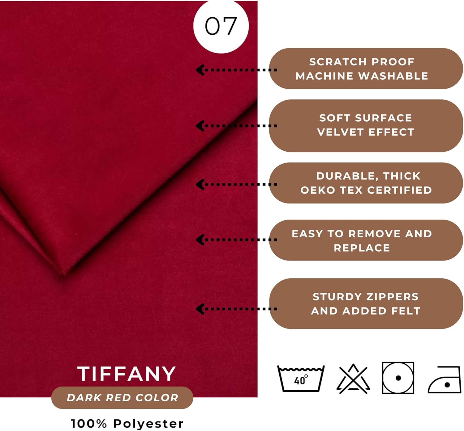 comfortly Cover for Manstad Corner Sofa Bed Left, Replacement Slipcover, Heavy Duty 5 pcs Cover, Soft Durable Washable Pet-Friendly Fabric, Easy to Clean & Replace (Tiffany - Dark Red)