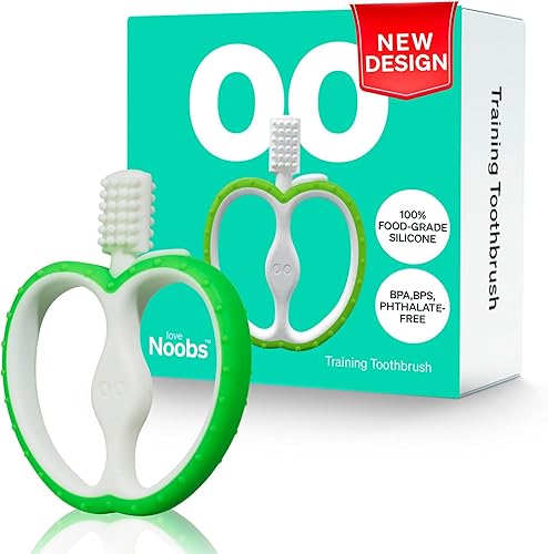 LoveNoobs™ Easy Grip - Cepillo de dientes para dentición para bebés de 4 a 12 meses, diseño seguro, cerdas suaves para encías sensibles, sin BPA,
