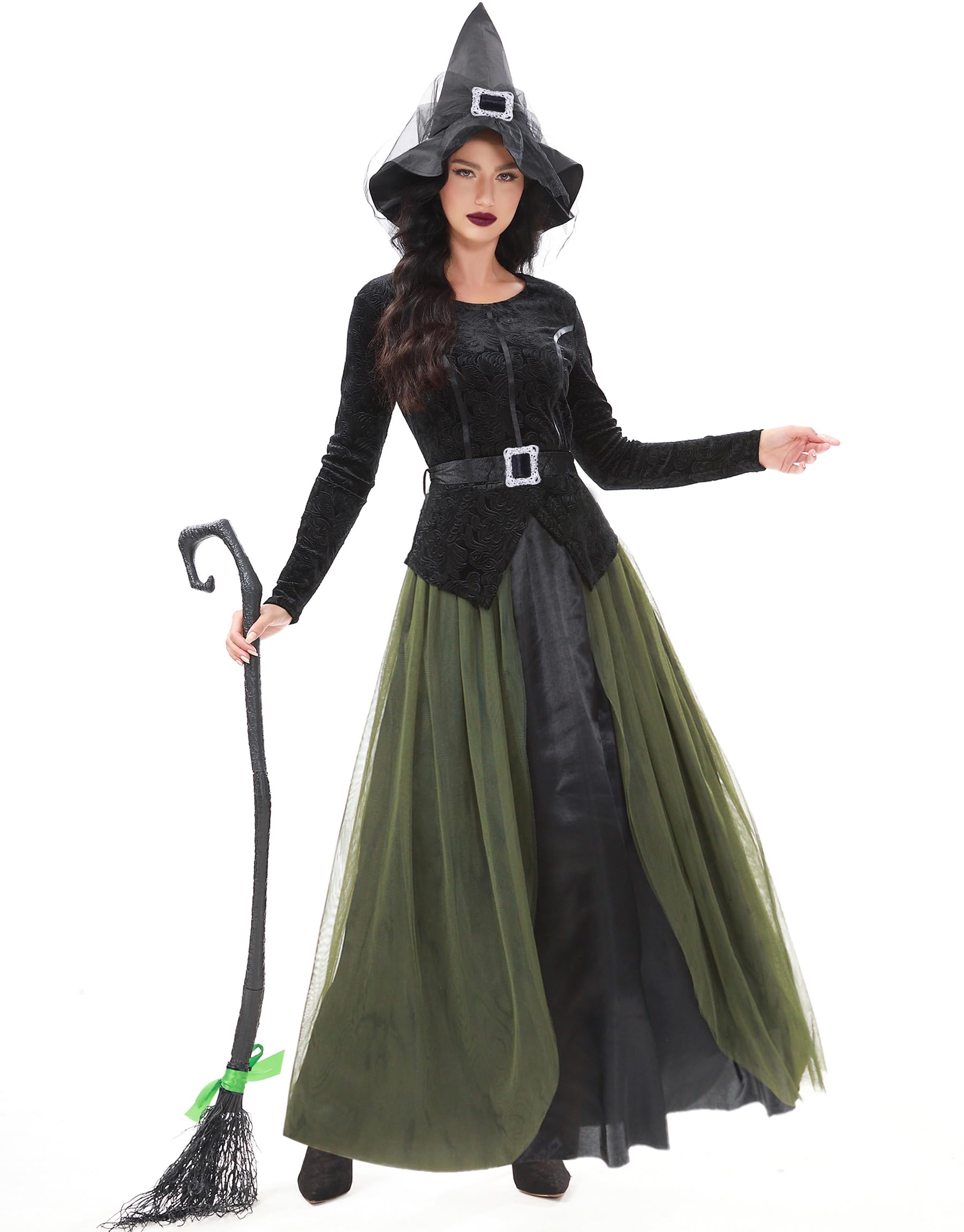 Funna Witch Costume for Women Halloween Dress up Cosplay with Hat