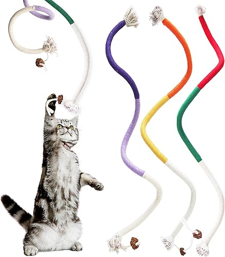 Juguetes masticables para gatos, 3 piezas de cuerdas de sisal, juguetes para gatos de interior, juguetes de limpieza de dientes para gatitos,