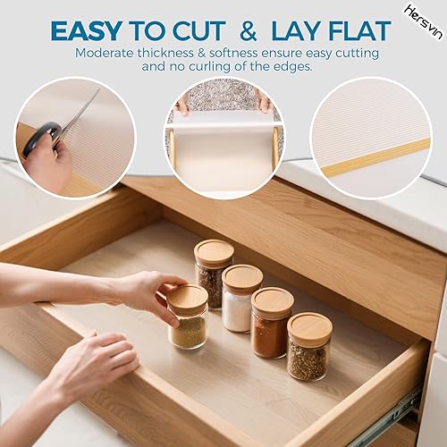 Miniatura 5 de Hersvin Revestimientos para estantes de 10 pulgadas x 20 pies, revestimiento de cajón para armarios de cocina, antideslizante, tapete antideslizante