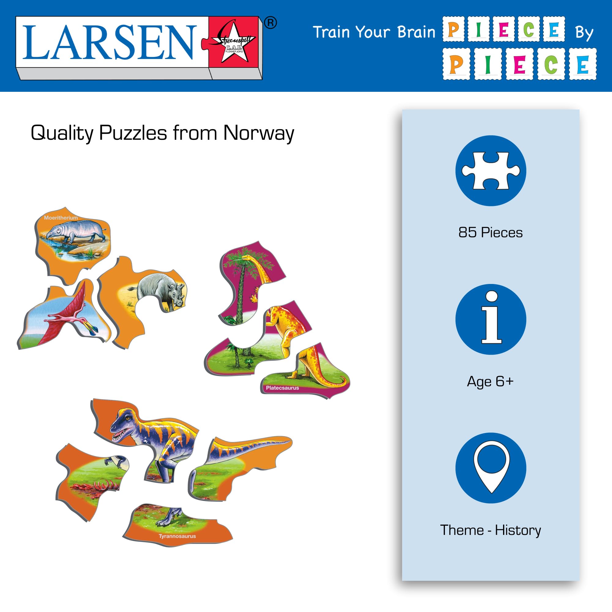 Larsen HL1 Histoire Naturelle - du Trias à nos Jours, édition Anglais, Puzzle Cadre avec de 85 pièces