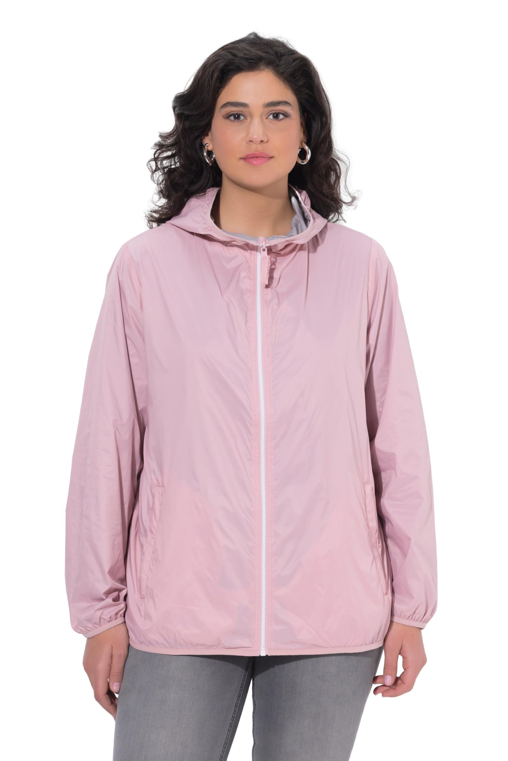Ulla Popken Damen große Größen Übergrößen Plus Size HYPRAR Wendejacke, wasserabweisend, Kapuze 846569