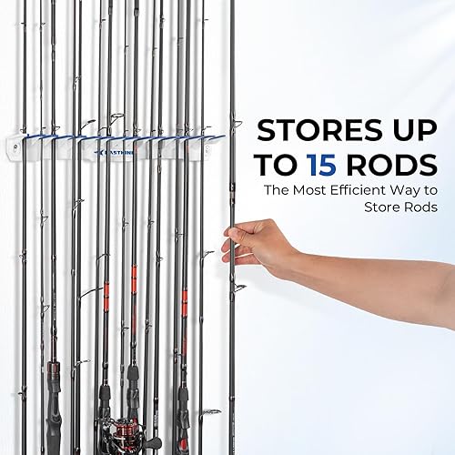 Miniatura 2 de KastKing Soporte vertical para caña de pescar V15 – Soporte para caña de pescar montado en la pared, almacena 15 cañas o combos de caña de pescar