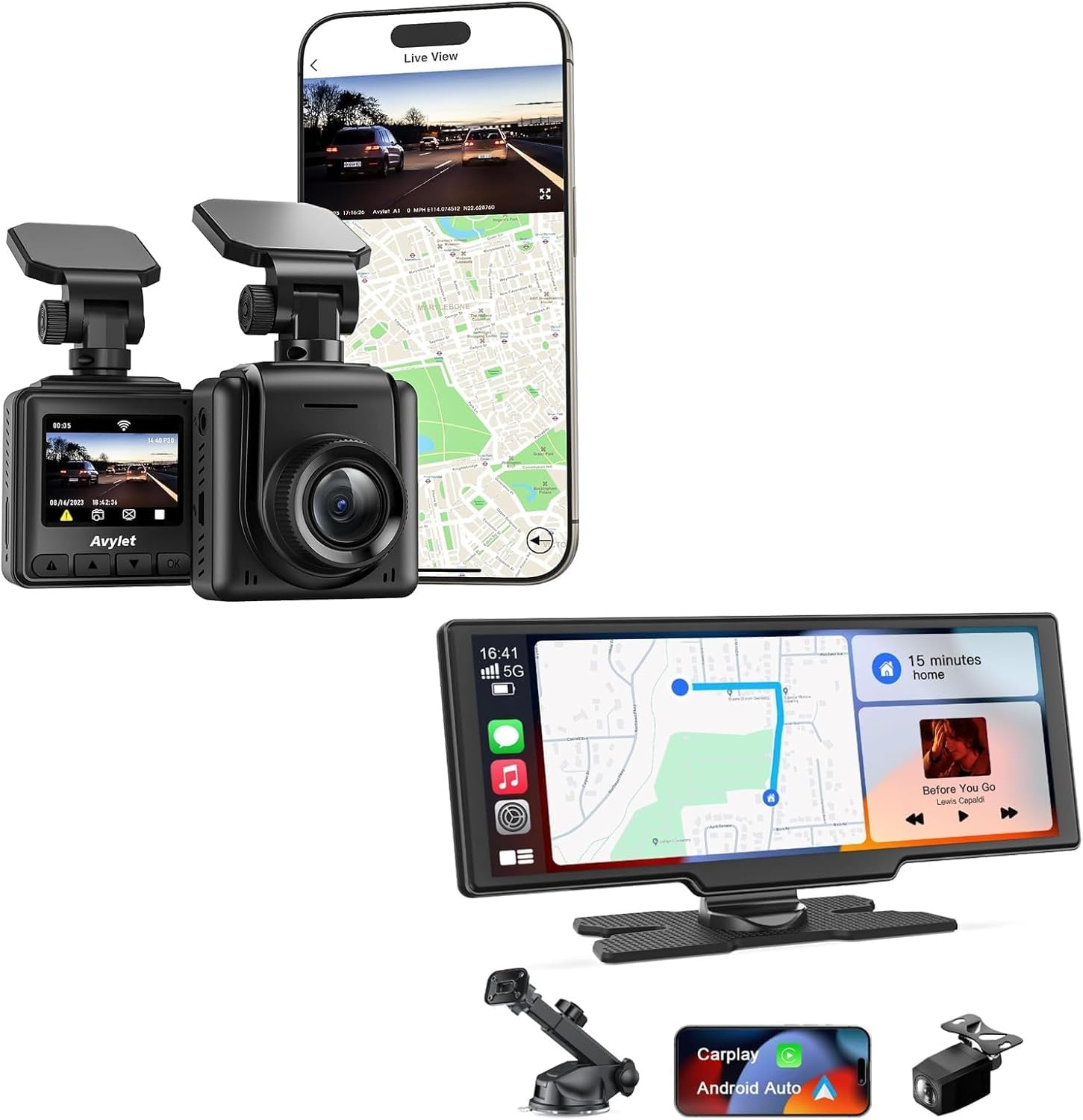 Amazon.com: Dash Cam Wi-Fi 2K + 9.26 Inch Carplay &Android Auto Screen ...
