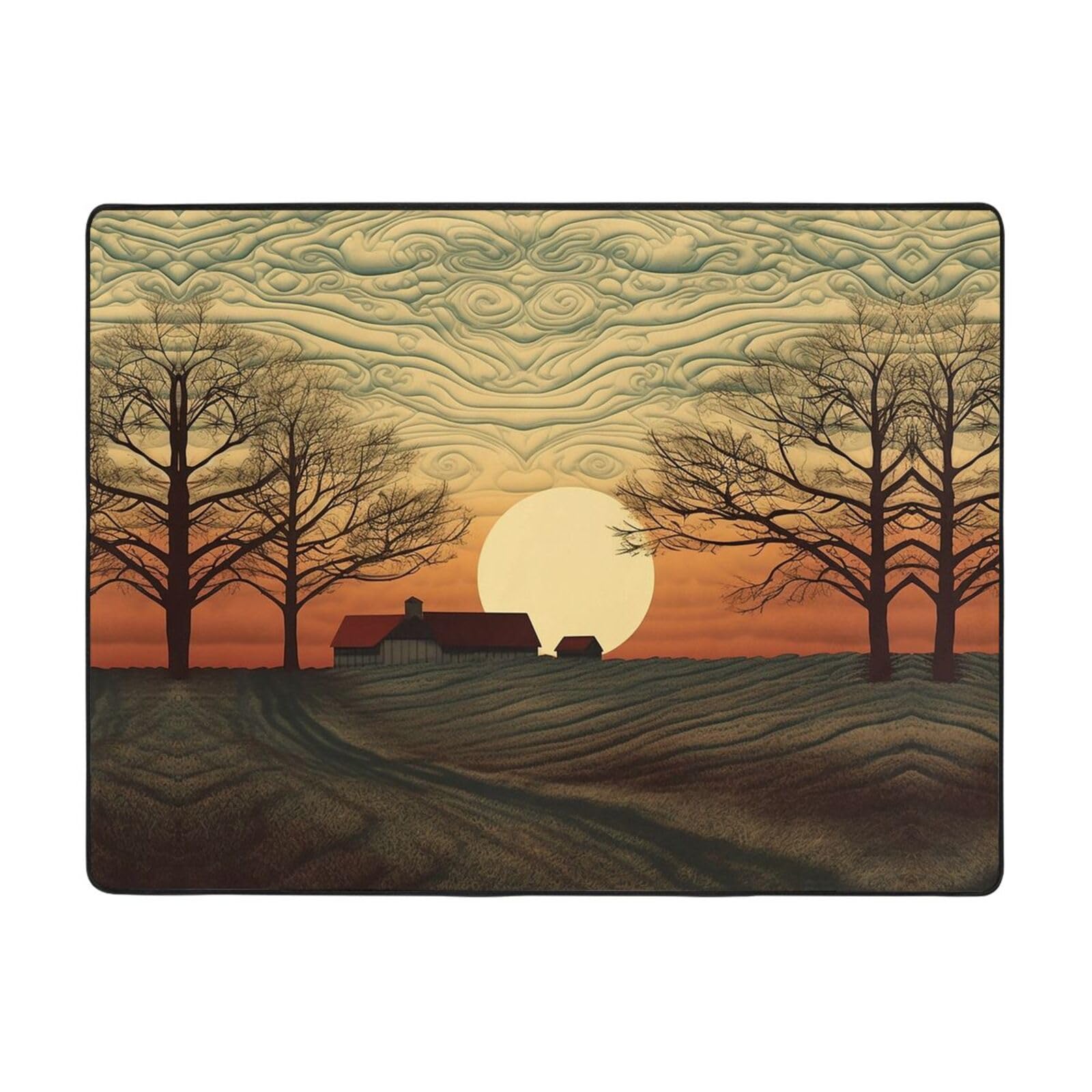 Sunrise Print - Tapete antideslizante de franela para puerta delantera y trasera de 63 x 48 pulgadas, para interiores y exteriores