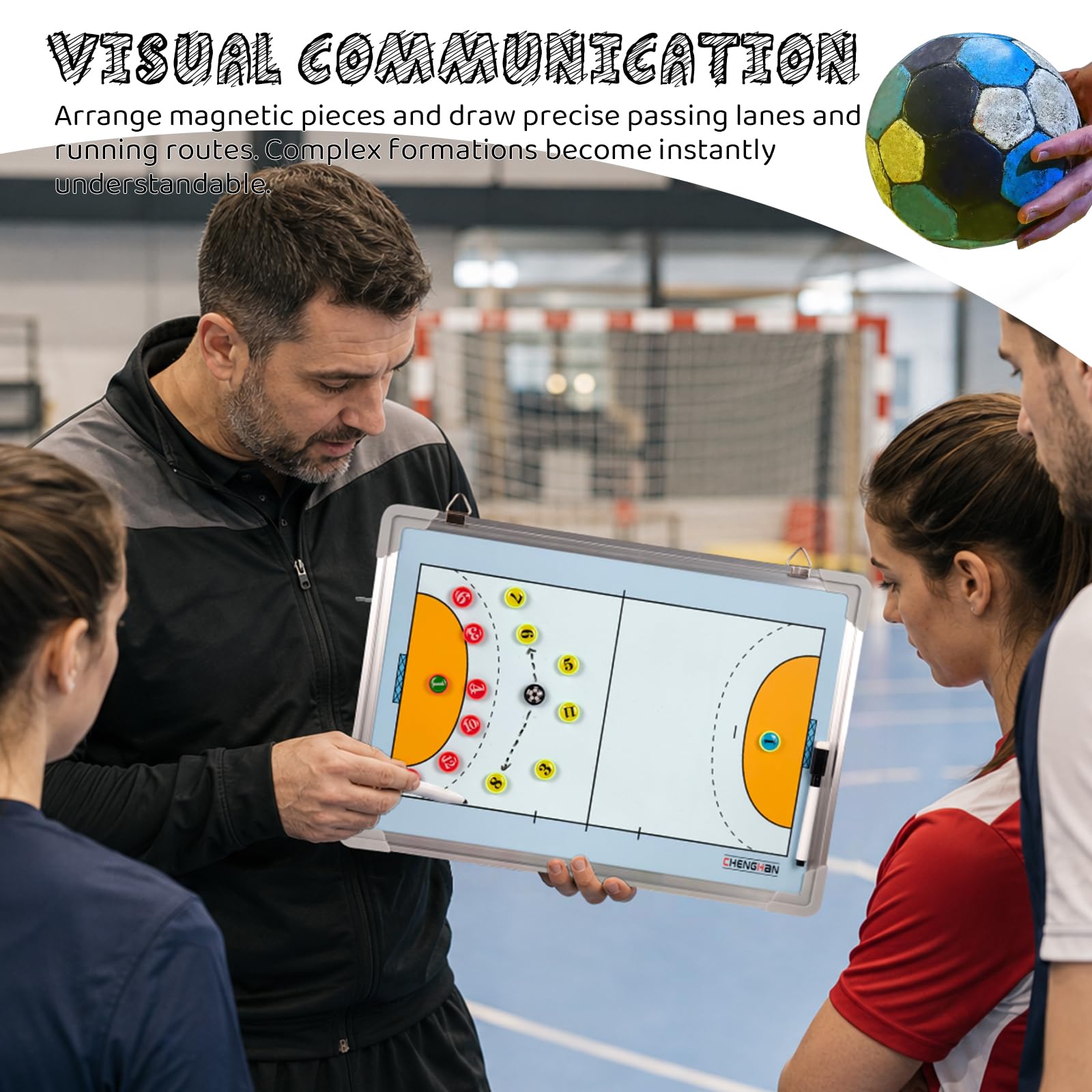 Pizarra Magnetica Balonmano Entrenador con Imanes Carpeta Táctica
