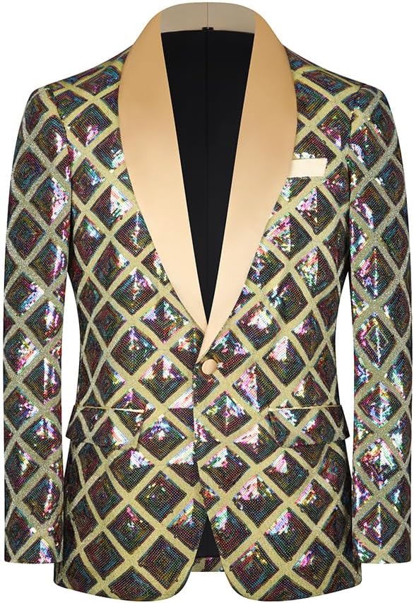 Men Sequin Shiny Stereoscopic Pattern Prom Suit Jacket One Button and Blazers Tuxedo for Wedding Banquet